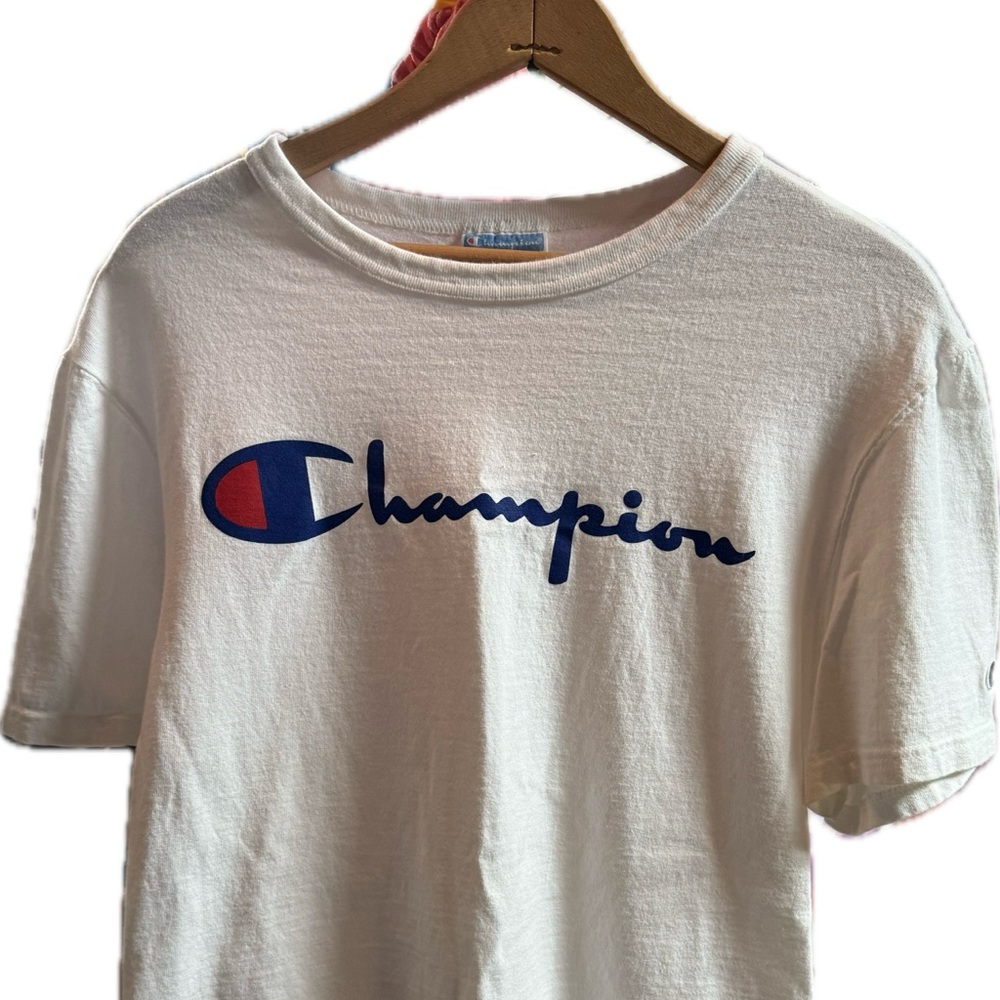 Champion White Tee with Iconic Logo